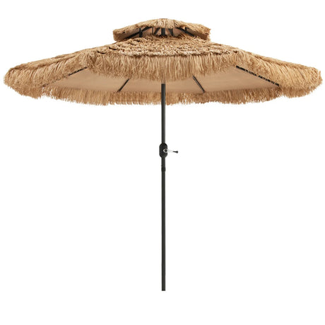 Straw Parasol with 8 Ribs for Pool Beach Yard 270 x 270 x 253 cm Light Brown