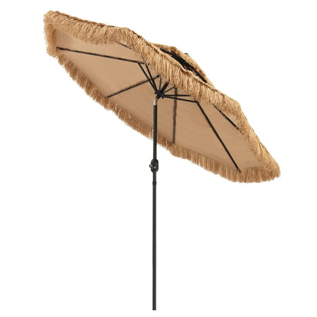 Straw Parasol with 8 Ribs for Pool Beach Yard 270 x 270 x 253 cm Light Brown