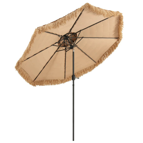 Straw Parasol with 8 Ribs for Pool Beach Yard 270 x 270 x 253 cm Light Brown