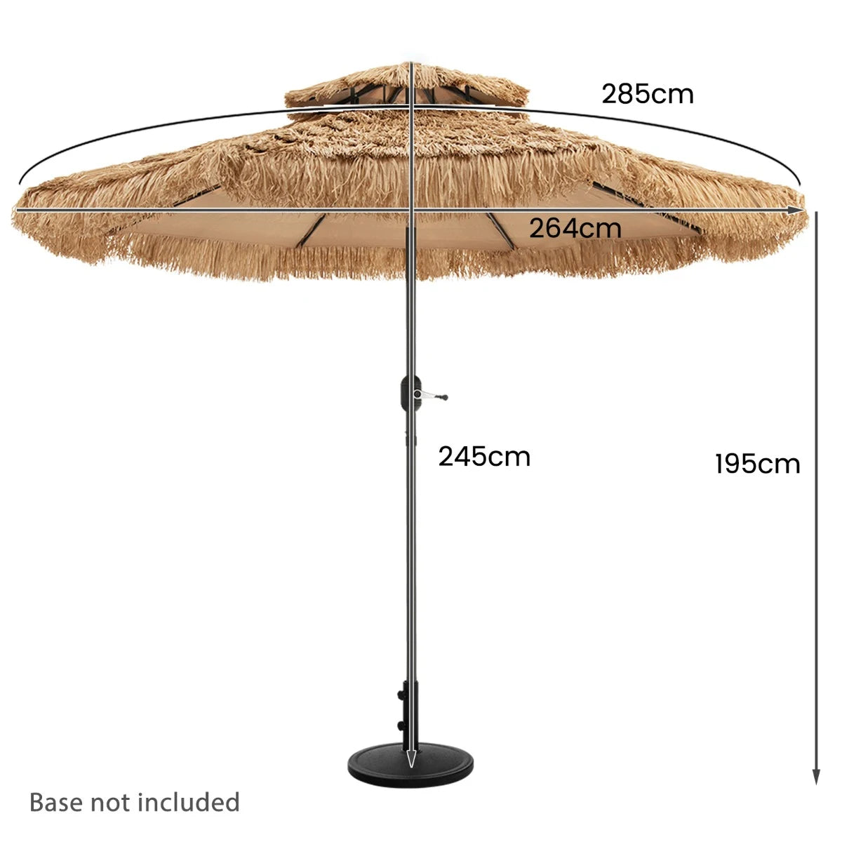 Straw Parasol with 8 Ribs for Pool Beach Yard 270 x 270 x 253 cm Light Brown