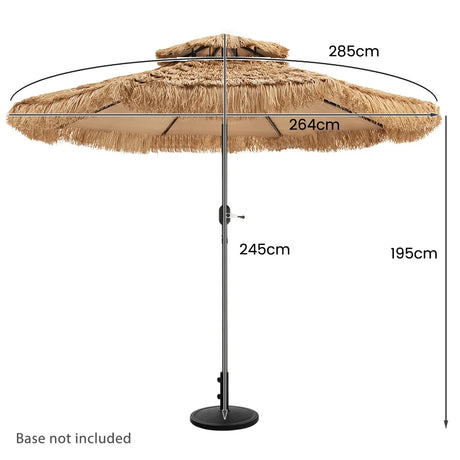 Straw Parasol with 8 Ribs for Pool Beach Yard 270 x 270 x 253 cm Light Brown