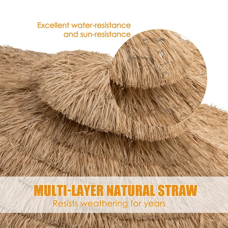 Straw Parasol with 8 Ribs for Pool Beach Yard 270 x 270 x 253 cm Light Brown