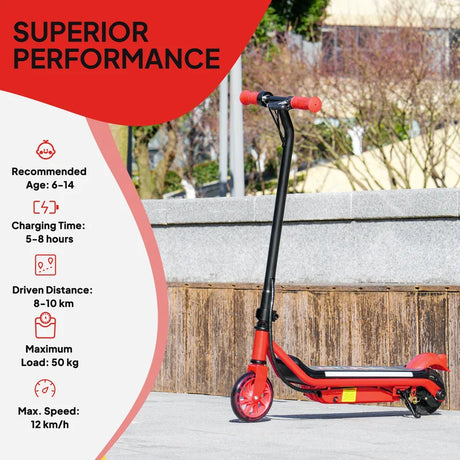 AIYAPLAY Electric Scooter for Kids Aged 6-14 Years, with Colourful Lights, Red