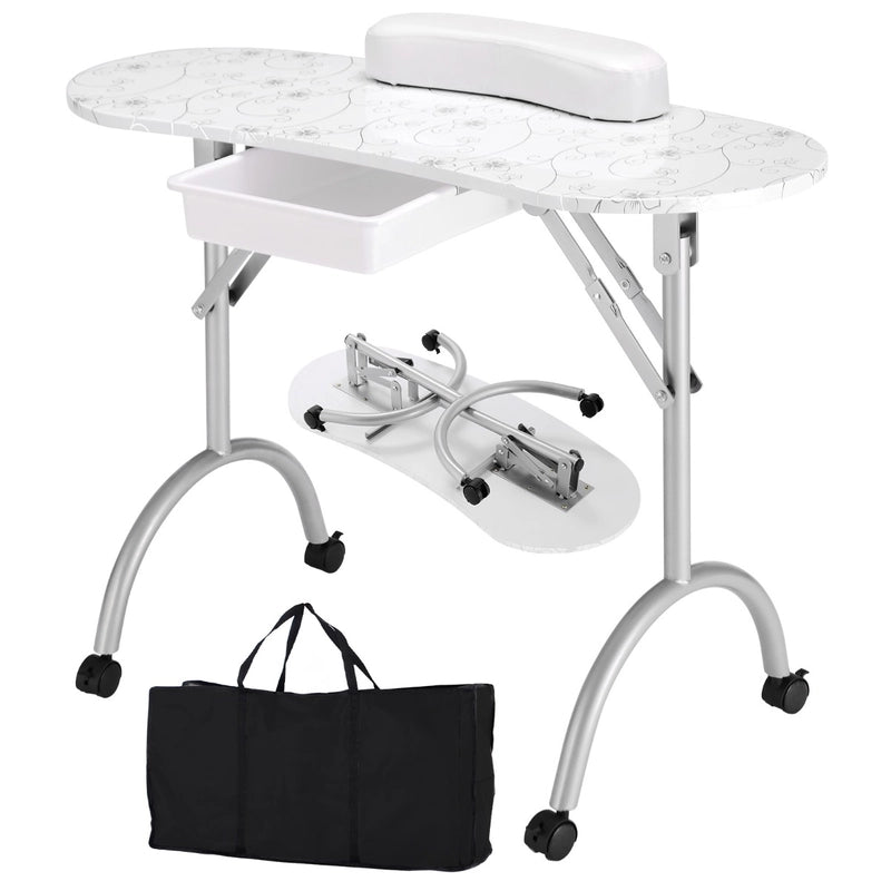 Manicure Nail Table Portable Station Desk Spa Beauty Salon Equipment 2 Color-White