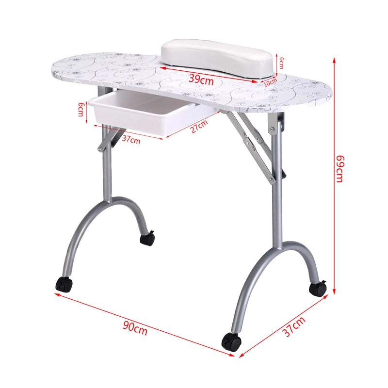 Manicure Nail Table Portable Station Desk Spa Beauty Salon Equipment 2 Color-White