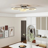 HOMCOM LED Ceiling Light, Modern 4 Rings Ceiling Lamp with Wall Switch Control, 40W 4350lm Flush Mount Ceiling Light with 3500K/4500K/6000K Colour Temperatures for Living Room, Bedroom, Silver Tone