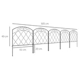 Outsunny 3m Decorative Metal Garden Fence - Diamond and Swirl Pattern