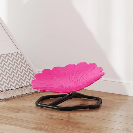 AIYAPLAY Flower-Shaped Sensory Spinning Chair with Non-Slip Base for Balance/Coordination, Pink