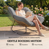 Outsunny Indoor Outdoor Rocking Chair, Oversized Rocking Egg Chair with Cushion for Living Room, Garden, Patio, Grey