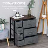 HOMCOM Chest of Drawers with 7 Drawers, Fabric Drawers with Large Storage Space, Drawers Dresser with Metal Frame, Adjustable Feet for Bedroom Living Room, Dark Grey