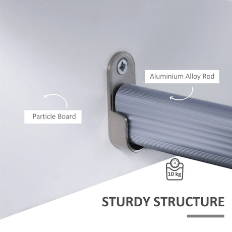 HOMCOM Wall Mounted Coat Hanger Hooks Rack Stand Hallway Coat Rack Rail & Storage Shelf Hanging Coat Organizer (White)