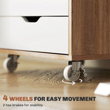 Vinsetto Five-Drawer Filing Cabinet, with Wheels - Oak Brown