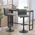 HOMCOM Adjustable Barstools Set of 2, Swivel Counter Bar Chairs, Bar Stools with Footrest, PU Leather, Gas Lift, Grey