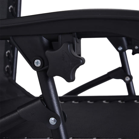 Outsunny Folding Zero Gravity Chairs, 3 Pieces Adjustable Sun Lounger and Table Set with Cup Holder and Headrest, Patio Bistro Set with Reclining Garden Chairs for Outdoor, Black