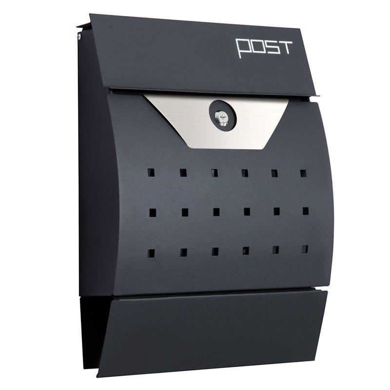 HOMCOM Lockable Mail Box, Wall-mounted, Steel-Black