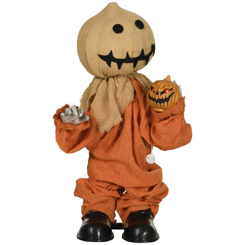 HOMCOM 77cm Halloween Scarecrow Decoration, Outdoor Activated Prop with Light Up Eyes, Sound Activated