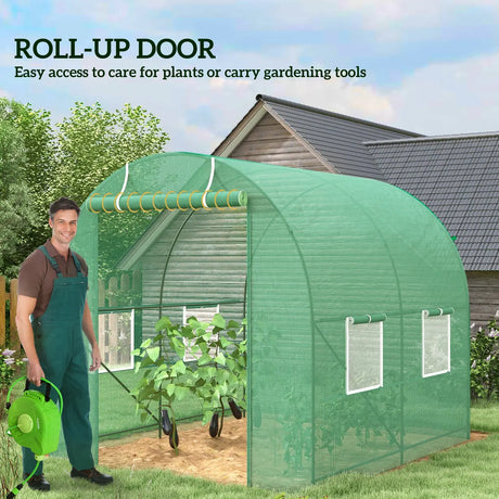 Outsunny 245 x 200cm Polytunnel Greenhouse - Green