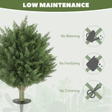 HOMCOM 60 cm Artificial Cypress Tree with Ground Stake, Set of 2 Artificial Plants for Indoor & Outdoor, UV Resistant, Green