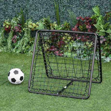 HOMCOM Angle Adjustable Double Sided Rebounder Net Training Aid Target Soccer Goal Kickback For Football, Baseball, Basketball - 75L x 75W cm