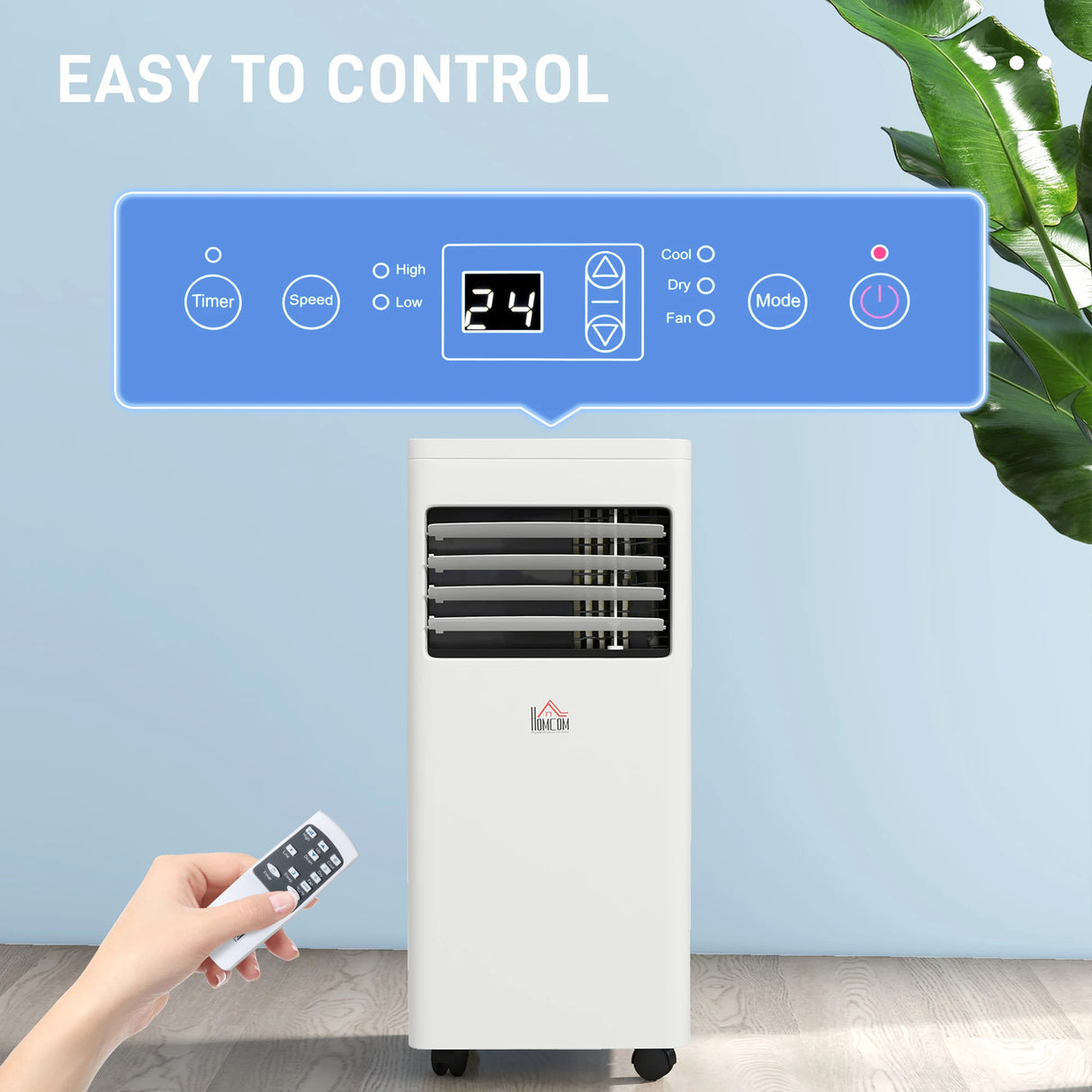 HOMCOM 7000 BTU Air Conditioning Unit, 3-in-1 Portable Air Conditioner, Dehumidifier, Cooling Fan with 2 Speeds, 24H Timer, Remote Control, Digital Display, Window Venting Kit, 26m2