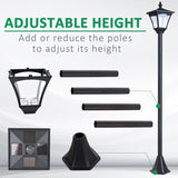 Outsunny Outdoor Garden Solar Post Lamp Sensor Dimmable LED Lantern Bollard Pathway 1.2M Tall – Black