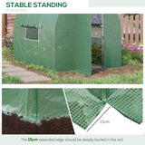 Outsunny Large Polytunnel Walk In Greenhouse, Plant Gardening Tunnel Green House with Metal Hinged Door, Galvanised Steel Frame & Mesh Windows, Green (3 x 2 m)