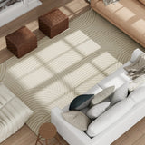 HOMCOM Modern Geometric Rug, Thick Plush, Non-Slip, 160 x 120 cm  Cream, Living Room/Bedroom/Office