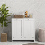 kleankin Double Hamper Laundry Storage Cabinet - White