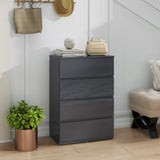 HOMCOM High Gloss Chest of Drawers, 4-Drawer Storage Cabinets, Modern Dresser for Bedroom, Grey