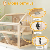 PawHut Wooden Hamster Cage with Detachable 31cm Deep Bottom, Hut, Seesaw, Exercise Wheel, Ramp, 80 x 50 x 76cm, Natural