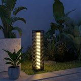 Outsunny Garden Rattan Lamp, 68 cm Solar Rattan Floor Lamp, Solar Garden Light with Auto On/Off LEDs, IP44 Waterproof, Black