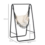 Outsunny Hammock Chair with Stand, Hammock Swing Chair with Cushion, Cream White