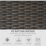 Outsunny 2 Pieces Outdoor PE Rattan Dining Chairs Set with Cushion, Garden Armchair with Armrests, High Backrest, Metal Frame Patio Wicker Furniture, Coffee