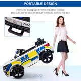 HOMCOM 12V Kids Electric Ride On Police Car 2 Motors with Parental Remote Control Siren Flashing Lights USB Portable for 3-6 Years White