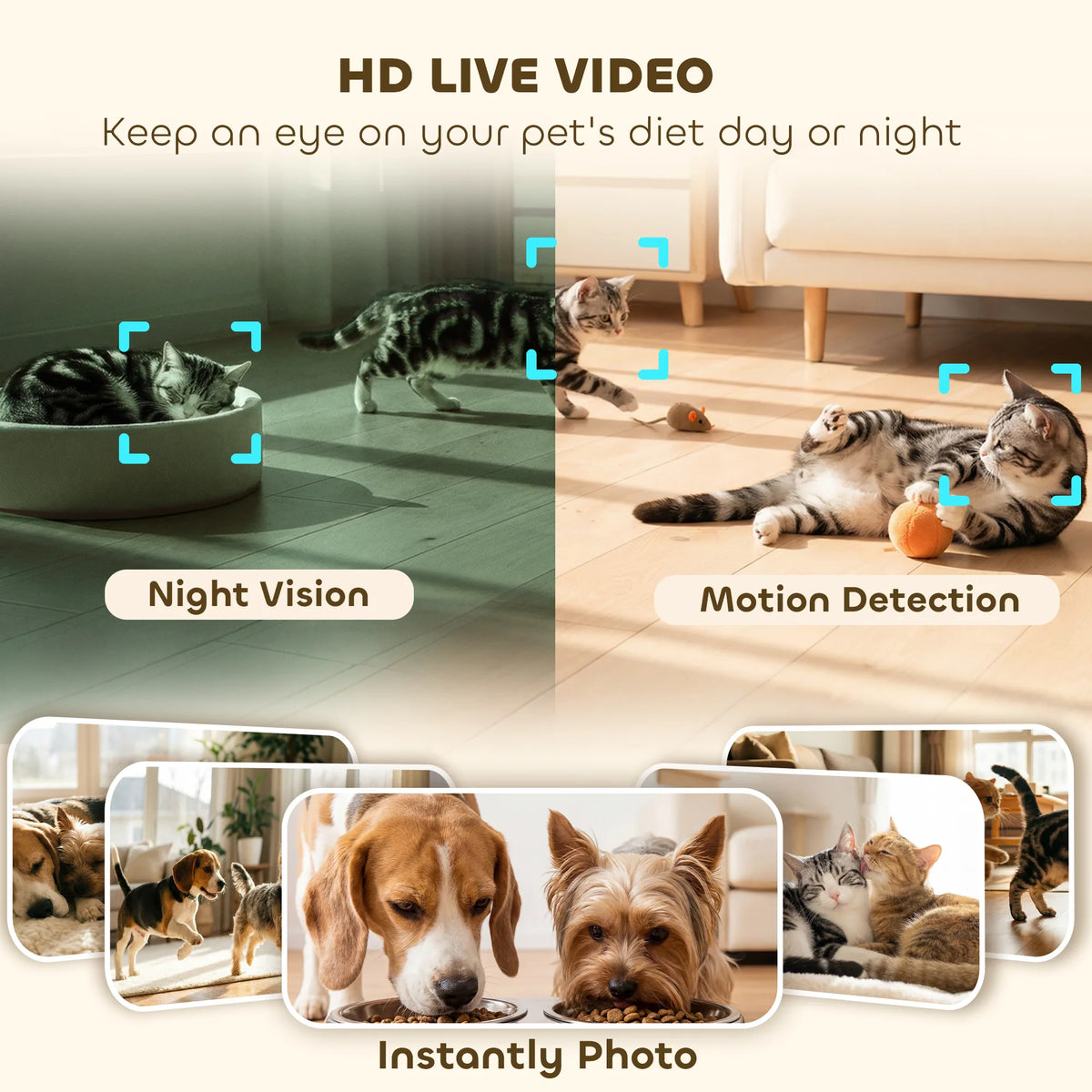 PawHut Automatic Cat Feeder for 2 Cats with HD Camera,2.4G & 5G WiFi Pet Food Dispenser 6L APP Control