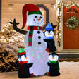 HOMCOM 6ft Inflatable Christmas Snowman with Three Penguins LED Xmas Dcor Holiday Outdoor Yard Decoration