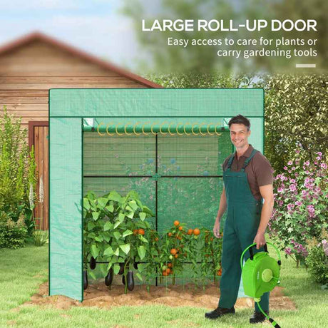 Outsunny 77 x 196cm Walk-In Greenhouse, with Accessories