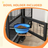 PawHut Heavy Duty Dog Crate on Wheels w/ Bowl Holder, Removable Tray, Openable Top, Detachable Door, for L, XL Dogs