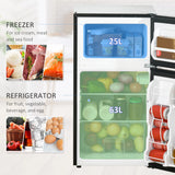 HOMCOM 88L Under Counter Fridge Freezer, Small Refrigerator with 5-Setting, 3 Star Freezer Rating, Black