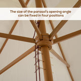 Outsunny 2 x 3m Wooden Garden Parasol Umbrella Outdoor Sun Shade Canopy, Cream White