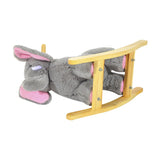 HOMCOM Kids Children Rocking Horse Plush Ride on Animal Wooden Riding Traditional Rocker Gift w/32 nursery rhymes (Grey Elephant)