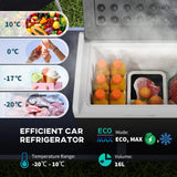 Outsunny 16L Portable Car Fridge, -20C to 10C Adjustable Temperature - Black/Grey