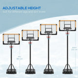 SPORTNOW Height Adjustable Basketball Stand Net Set System, Freestanding Basketball Hoop and Stand with Wheels, 182-213cm - Black