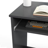 HOMCOM Compact Computer Desk with Keyboard Tray and Drawer, Study Desk, Writing Desk for Home Office, Grey