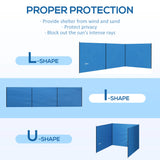 Outsunny 4 Pole Camping Windbreaks, Beach Wind Shield Shelter with Carry Bag and Steel Poles, 540cm x 150cm, Blue