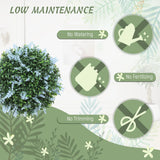 HOMCOM Set of 2 Artificial Plant Topiary Balls, UV-protected Fake Decorative Plants, Blue