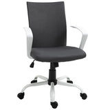 Vinsetto Office Chair Linen Swivel Computer Desk Chair Home Study Task Chair with Wheels, Arm, Adjustable Height, Dark Grey