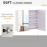 HOMCOM Mirror Cabinet, Wall Mount Bathroom Storage Cabinet with Adjustable Shelf, Double Door Cupboard, 70 x 15 x 60 cm, White