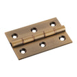 76 X 50 X 2.5MM DOUBLE PHOSPHOR BRONZE WASHERED BUTT HINGE C/W SCREWS (PAIR) - ANTIQUE BRASS - 76 x 50 x 2.5mm - PAIR