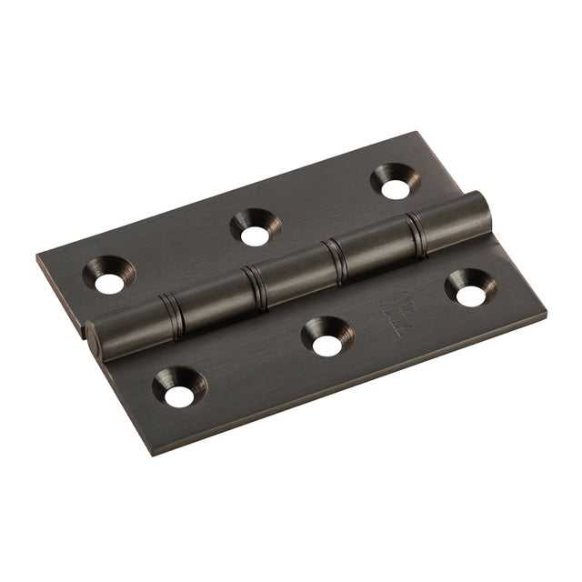 76 X 50 X 2.5MM DOUBLE PHOSPHOR BRONZE WASHERED BUTT HINGE C/W SCREWS (PAIR) - MATT BRONZE - 76 x 50 x 2.5mm - PAIR